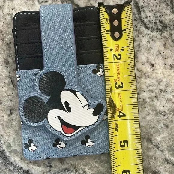 Disney Parks Mickey Mouse Denim Jean RFID Credit Card Holder Slim Wallet - Picture 6 of 7